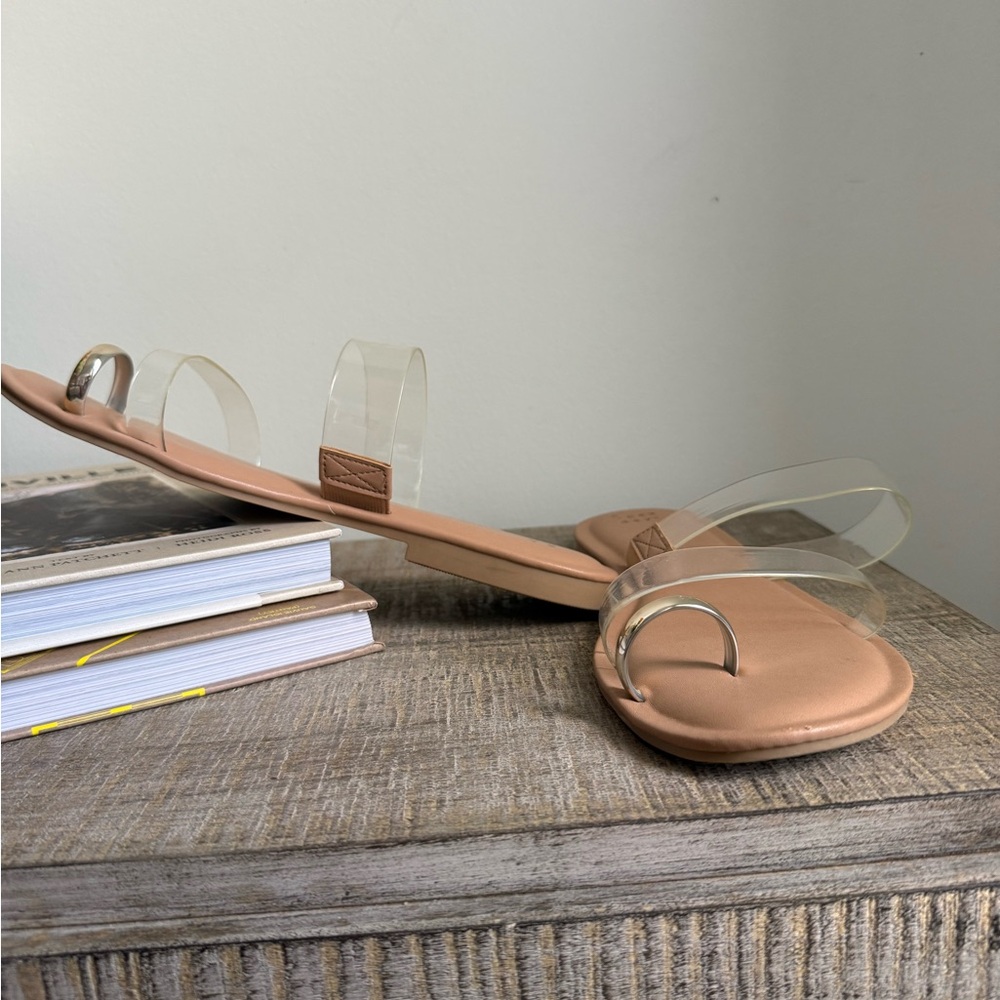 a new day Nude Tan Slide Sandals with Clear Straps and Gold Accent - Picture 3 of 4